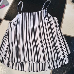 Black and white striped tank top blouse